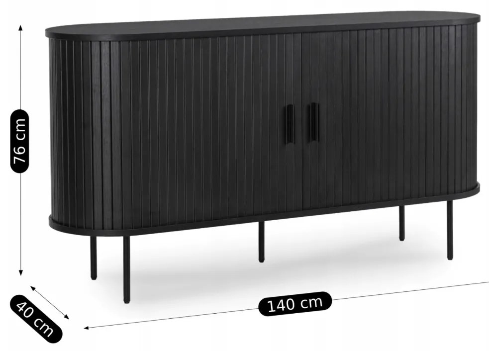 Komoda Dwudrzwiowa Rozsuwana TRISH 140 Czarna