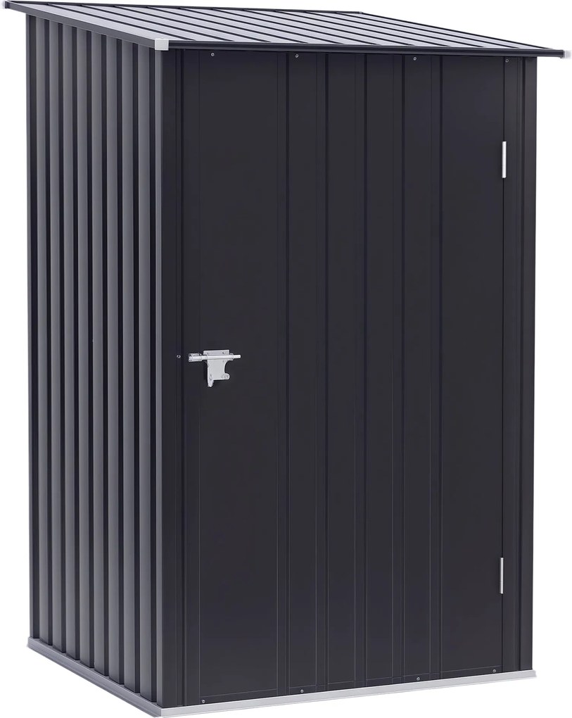 Outsunny Fém Kerti Szerelő Tároló 1.6m³ 100x103x160cm Pent Zsindelyes Tetővel Zárható Ajtóval, Időjárásálló Kerti Szerelőszekrény, Sötétszürke | Aosom