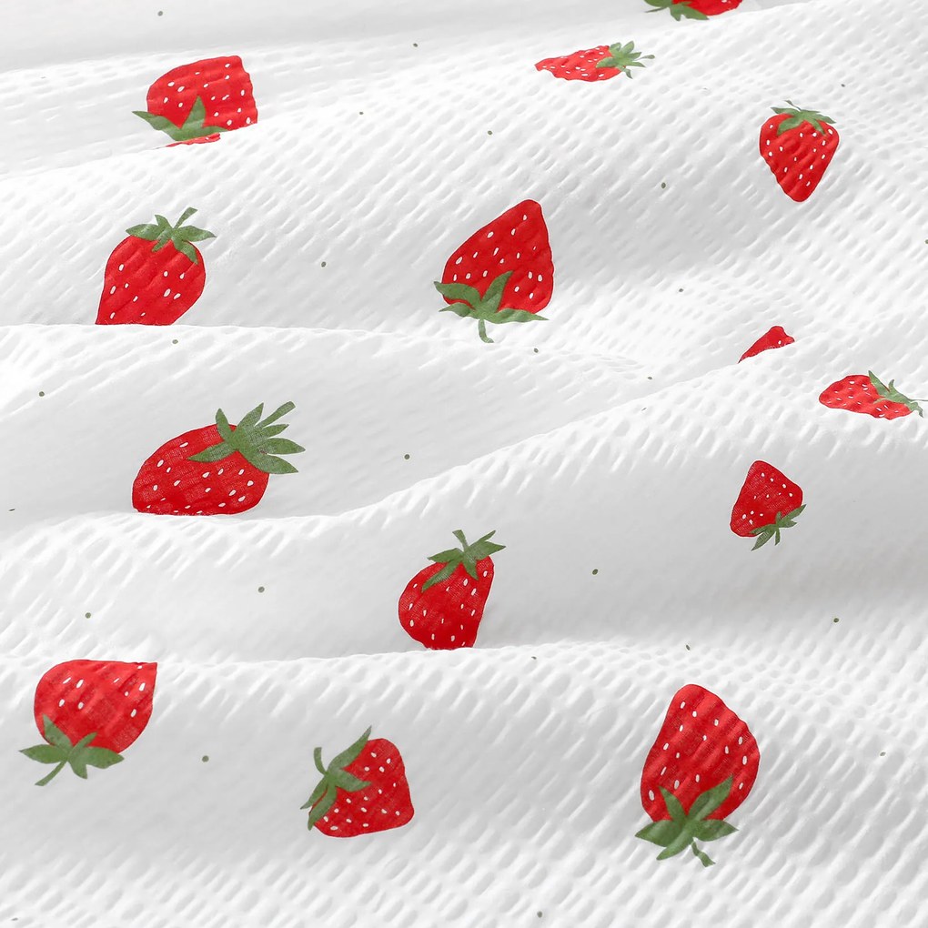 Goldea krepp ágyneműhuzat - friss szamócák 150 x 200 és 50 x 60 cm