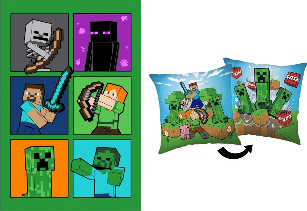 Minecraft Fight Chaos polár takaró és párna szett, 2 részes