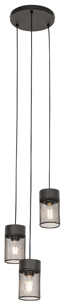 Ipari függőlámpa fekete 3-lámpás - Jim