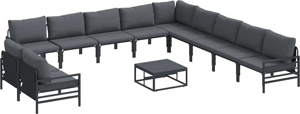 vidaXL Kerti Kanapé Szett párnával Antracit Acél