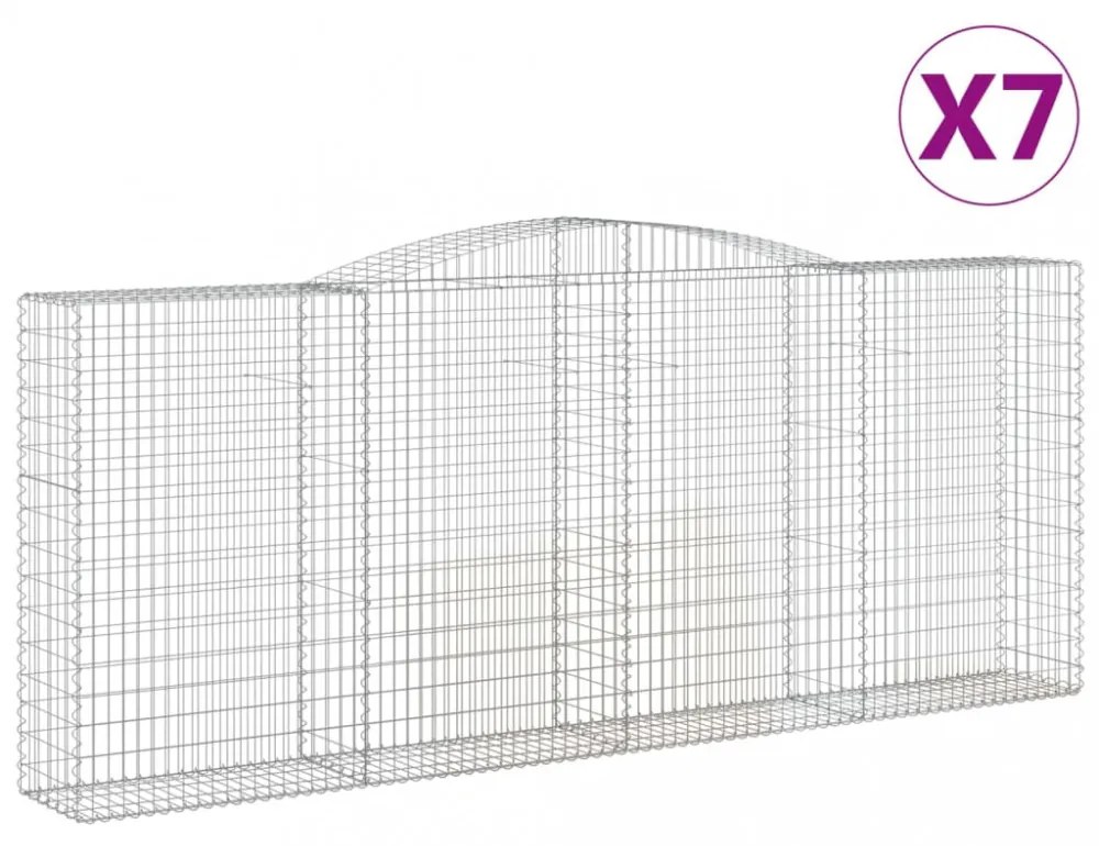 vidaXL 7 db íves horganyzott vas gabion kosár 400x50x160/180 cm
