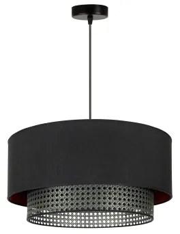 Duolla - Csillár zsinóron BOHO RATTAN 1xE27/15W/230V átm. 45 cm fekete