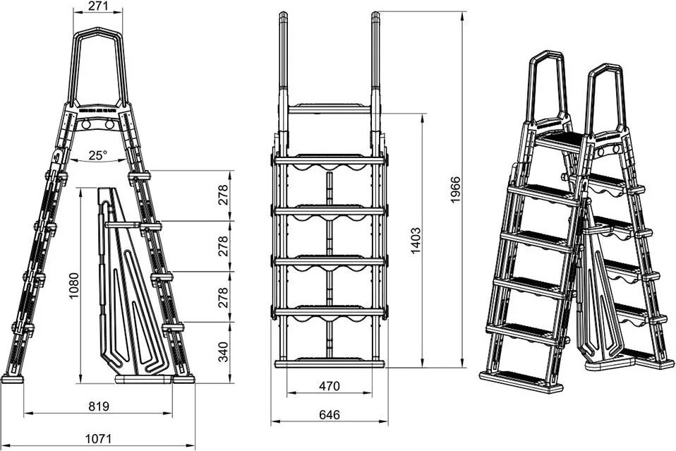 Pontaqua földfeletti A-létra (PE)