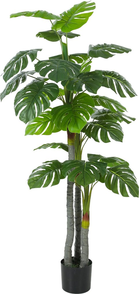HOMCOM Műnövény Monstera, 1,5 m – élethű törzs és ágak, 20 nagy levél, csereppel | Aosom