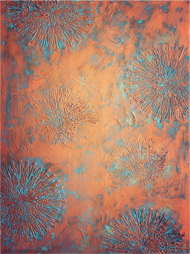 Flizelin fotótapéta Fém és türkiz rozsda kerekek geometria 184x254 +ragasztó