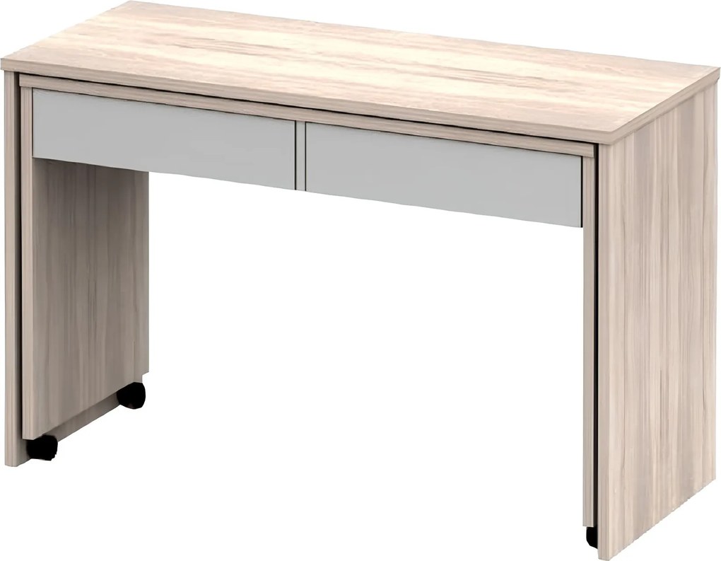 Nyitható PC asztal fiókokkal, tölgy sonoma/fehér, VERSAL NEW