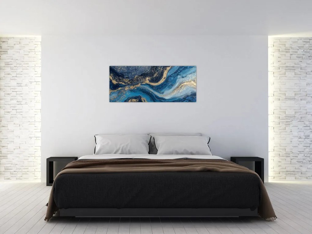 Kép - Kék-arany absztrakt márvány (120x50 cm)