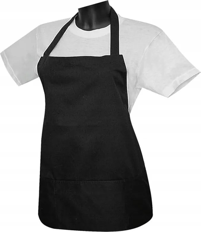 Kötény Zsebbel Fekete Sima Kötött S/m J7D