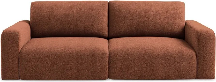 Terrakotta színű zsenília kinyitható-tárolóhelyes kanapé 252 cm Kona – Makamii