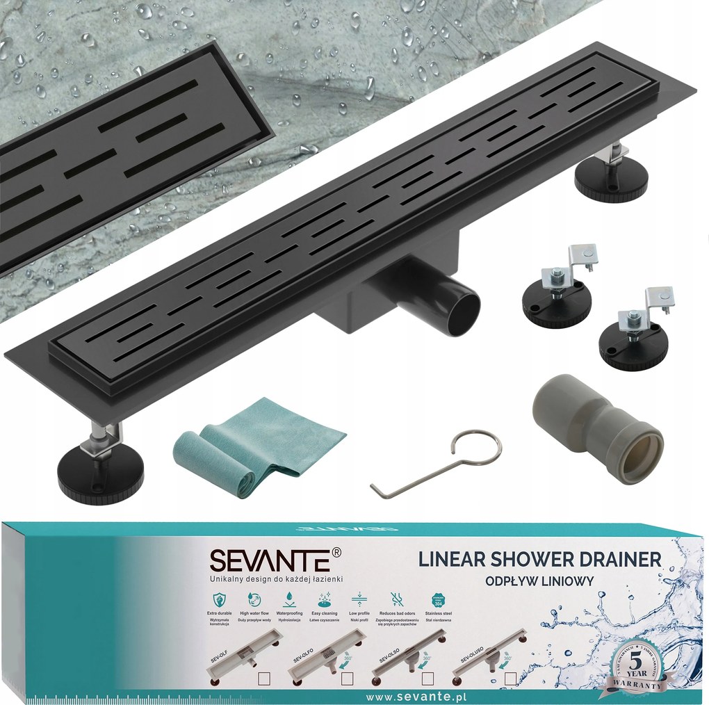 Lineáris lefolyó 100 cm Flat fekete acél 304 nagy áteresztőképesség