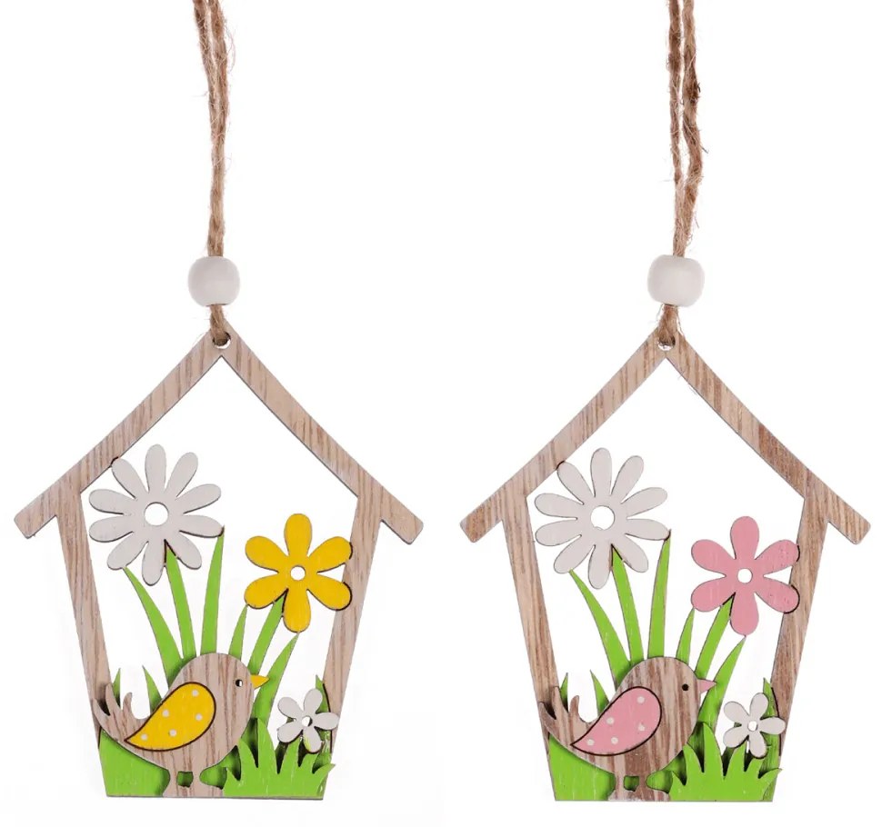 Kismadaras Tavaszi Ajtódísz Fából 2 db/csomag