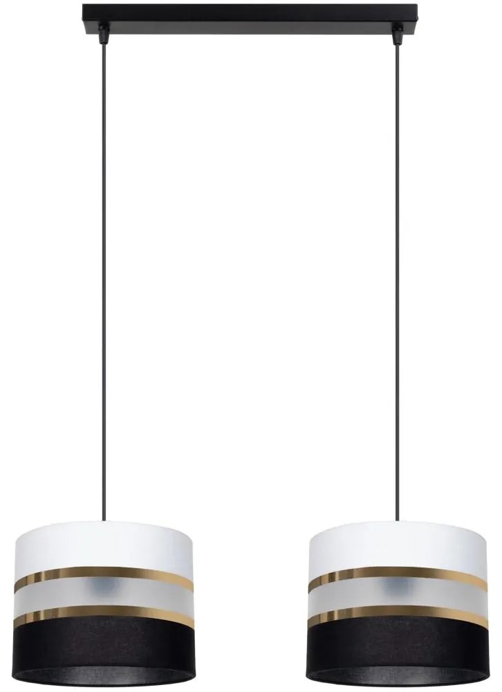 Csillár zsinóron CORAL 2xE27/60W/230V fekete-fehér