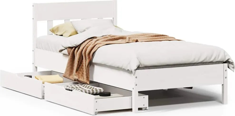 vidaXL fehér tömör fenyőfa ágy matrac nélkül 75 x 190 cm