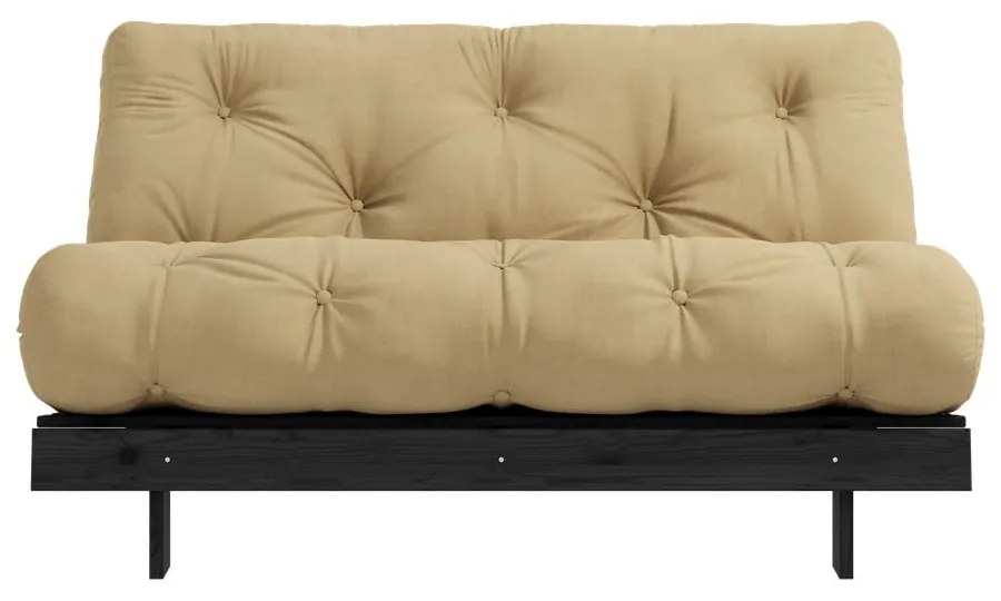 Mustársárga kinyitható kanapé 140 cm Roots Black Night – Karup Design