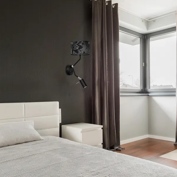 Fali lámpa SATINO 1xE27/40W + 1xGU10/MR11/7W fekete/szürke