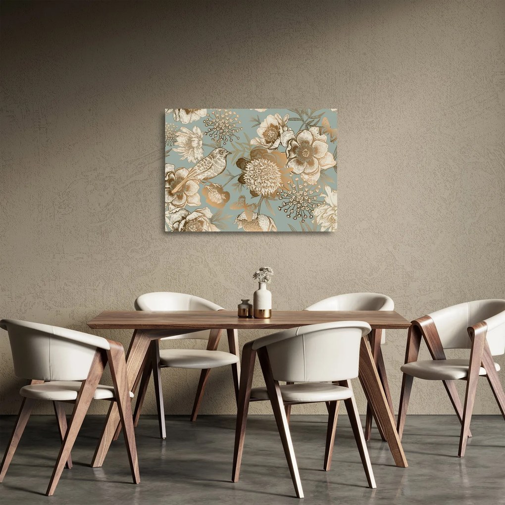 Arany virágok képe (üvegen) (70x50 cm)