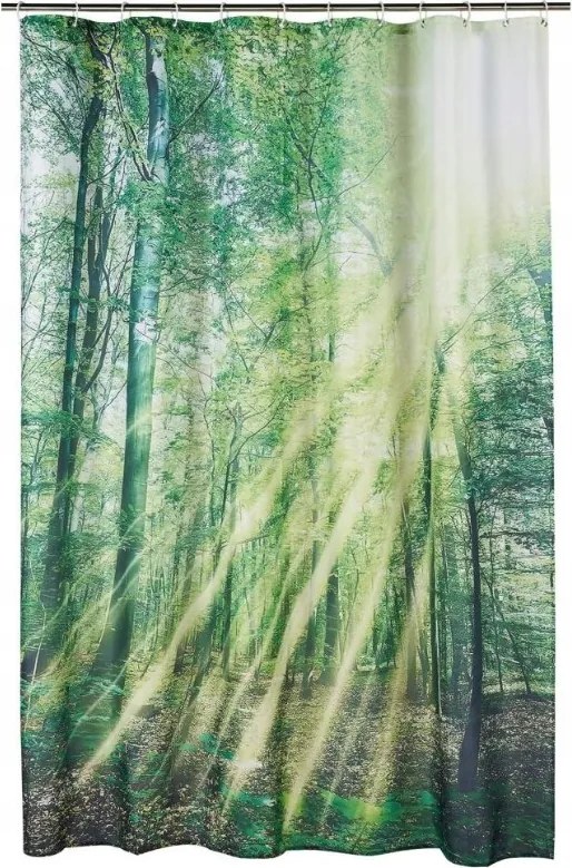 Függöny zuhanyfüggöny zöld erdő mintás bokor 180X200 LZA-08 Evg