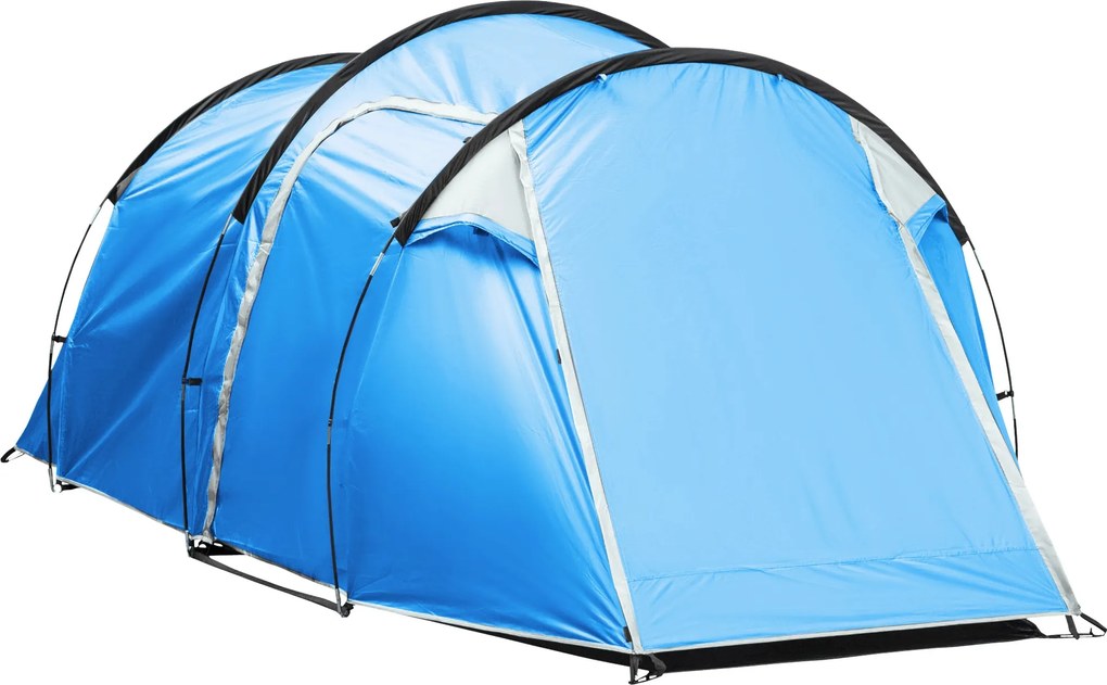 Outsunny 2-3 Fős Stabil, Vízhatlan Családi Kempingtábor Tető, Két Alvó Fülkével, Álló Magassággal, 2000mm Vízoszlopos Dóm Sátor, Túrázáshoz | Aosom