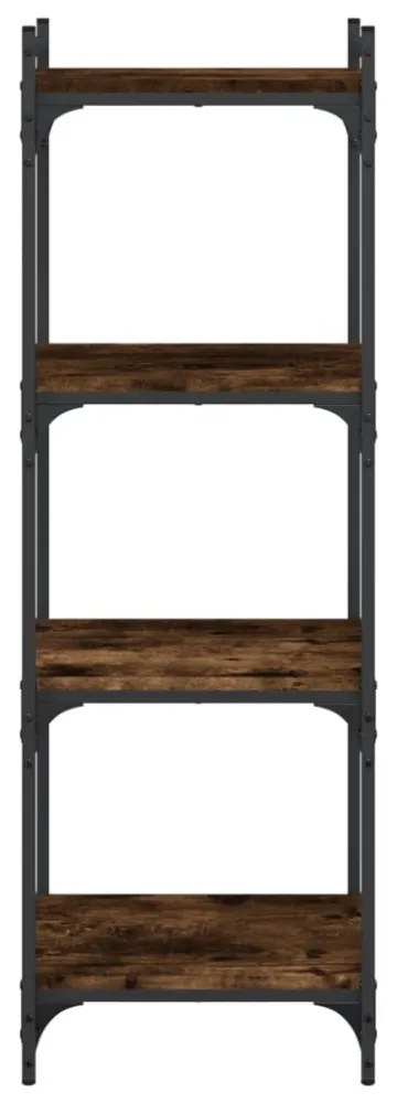 4 szintes füstös tölgy szerelt fa könyvespolc 40 x 30 x 120 cm