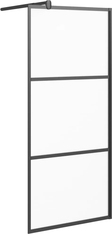 vidaXL fekete ESG tejüveg zuhanyfal küszöb nélküli zuhanyhoz 90x195 cm