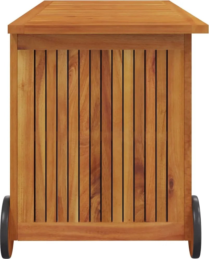 Tömör Akácfa Kerti Tárolóláda Kerekekkel 113 X 50 X 58 Cm