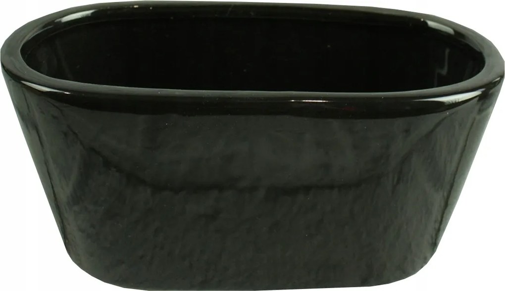 Virágcserép kerámia fedél fekete ovális 16,5x7x8