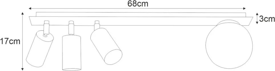 KAJA K-4136 ALBIO Fekete Színű Mennyezeti Lámpa 3+1xGU10 + E14 10W IP20