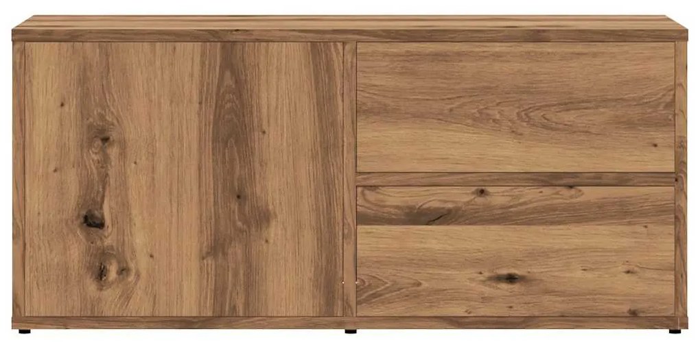 kézműves tölgy színű szerelt fa TV-szekrény 80x34x35,5 cm