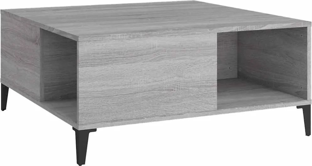 vidaXL szürke sonoma színű szerelt fa dohányzóasztal 80 x 80 x 36,5 cm