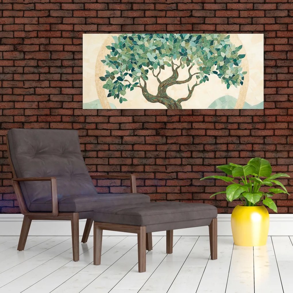 Kép – Elegáns mozaik fával (120x50 cm)