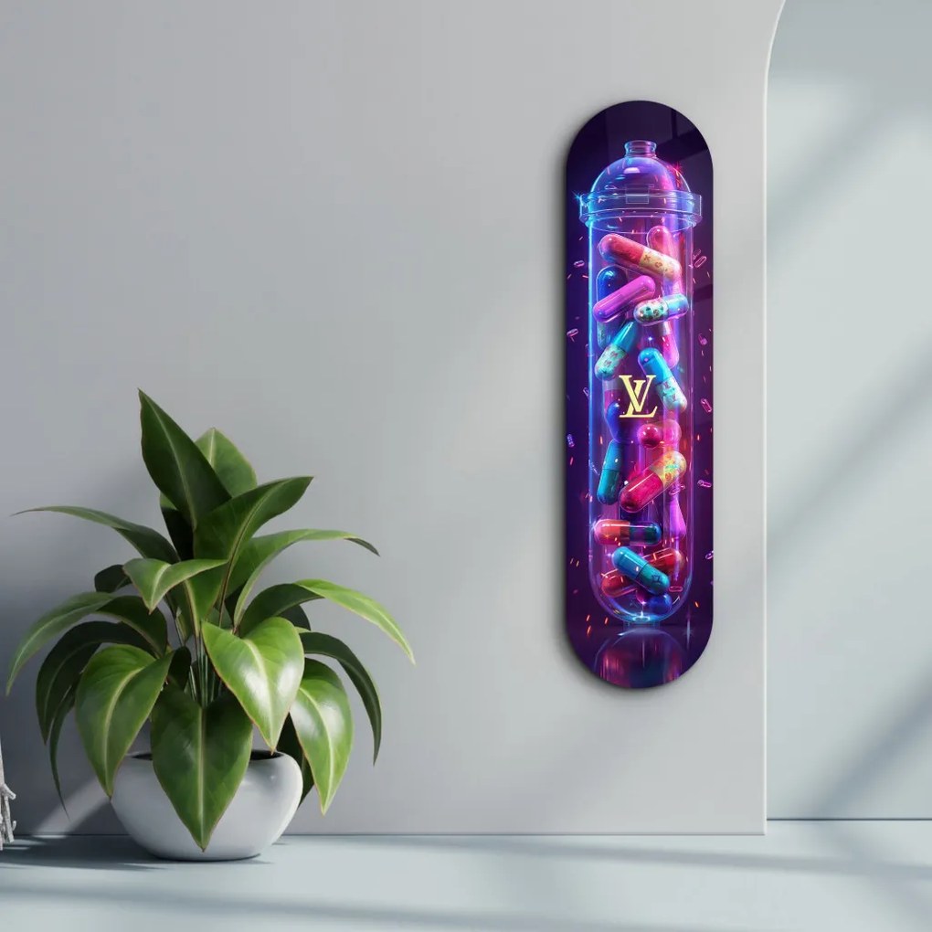Colorful LV Tube edzett üvegkép, 20 x 80 cm