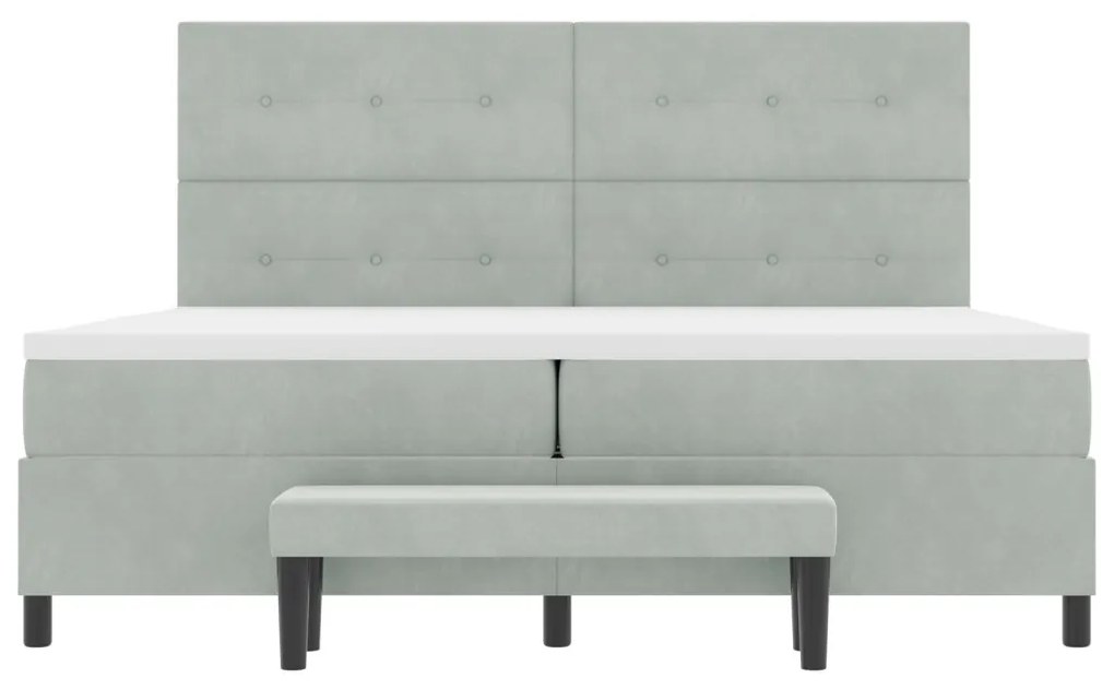 Box Spring Ágy Matraccal és Paddal Világosszürkében 200x200 cm Bársony