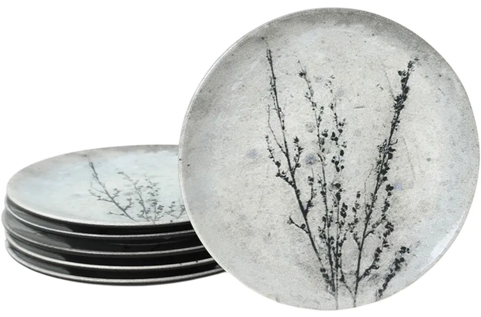 6 darabos Stone Bloom kerámia desszert tányérszett, 20 cm