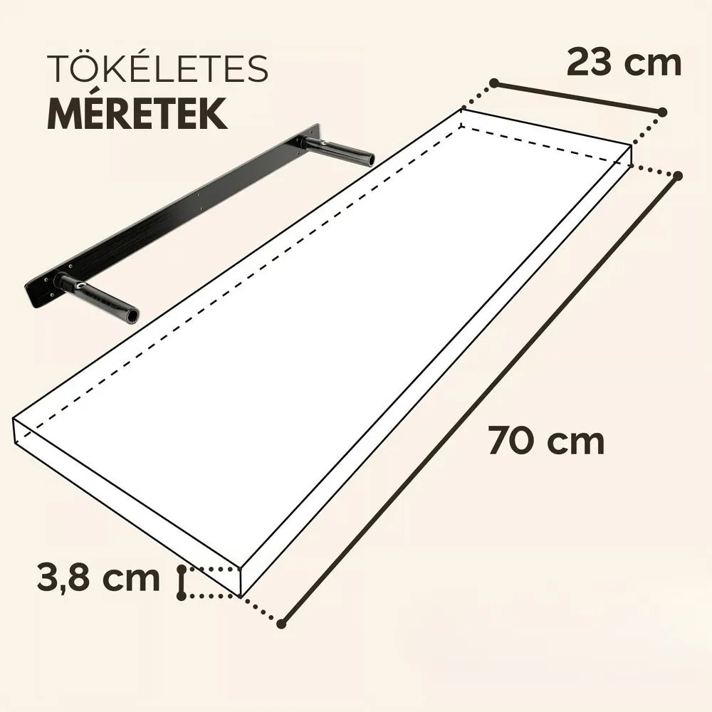 FIGO + fali polc konzollal, 70cm, fehér Casaria