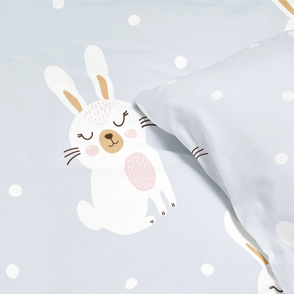 Goldea gyermek pamut ágyneműhuzat - álmodozó nyuszik 150 x 200 és 50 x 60 cm