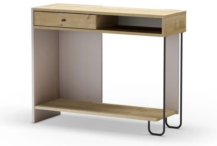 Konzolasztal tölgyfa dekoros asztallappal 35x100 cm Saturne – Marckeric