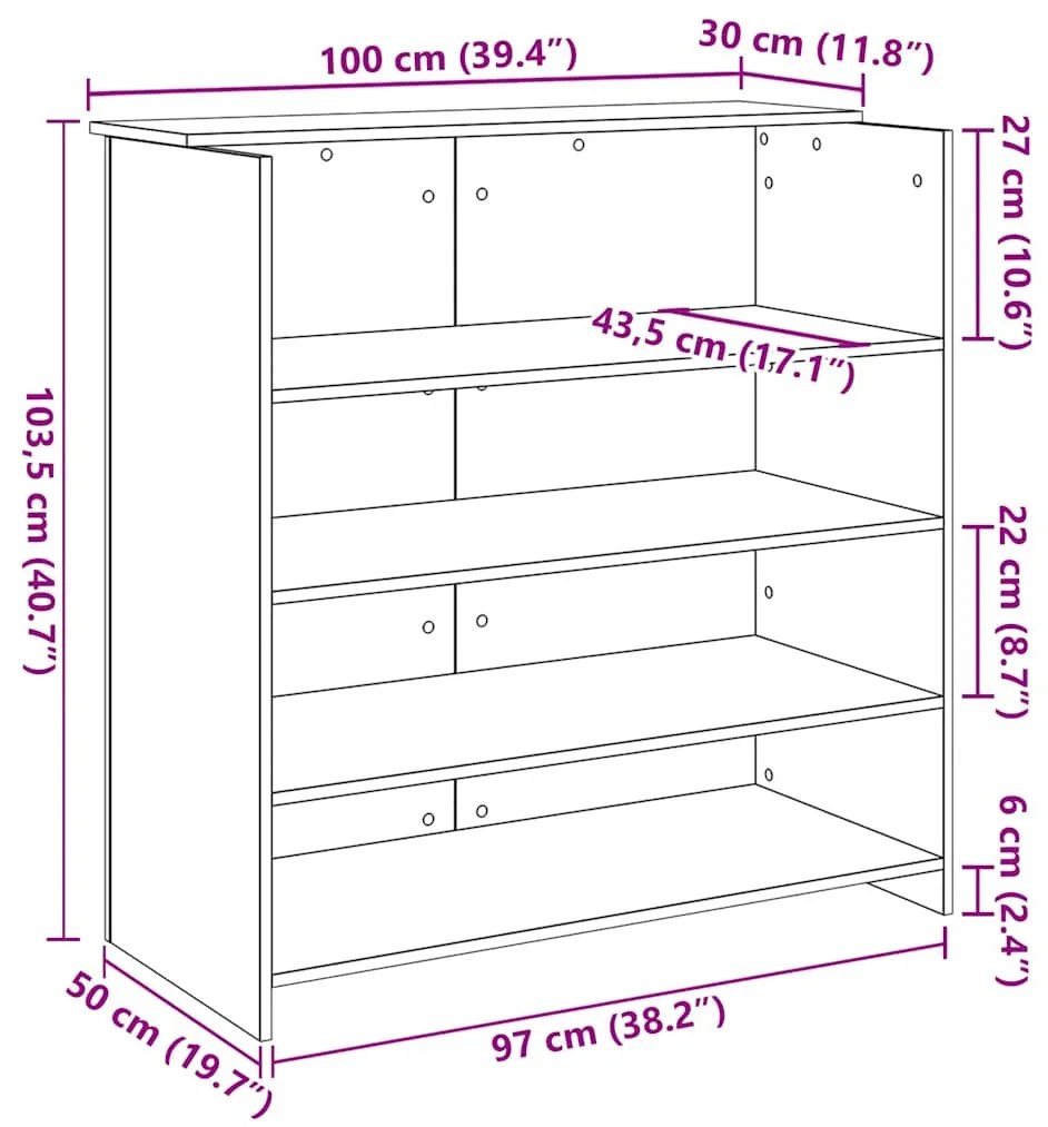 recepciós pult sonoma tölgy 100x50x103,5 cm szerelt fa
