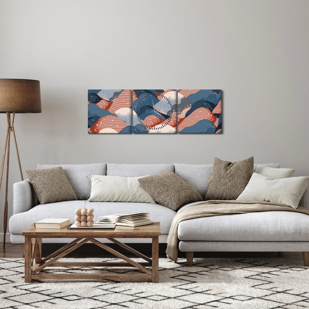 Kép - Japán hullámok (órával) (90x30 cm)