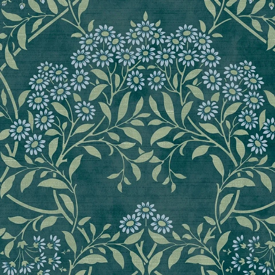 Arthouse Signature 2 Floral Trail kék-zöld leveles vlies tapéta – 259408