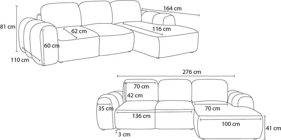 Világosszürke buklé kinyitható-tárolóhelyes sarokkanapé (bal oldali-heverő résszel) Montaigne – Bobochic Paris