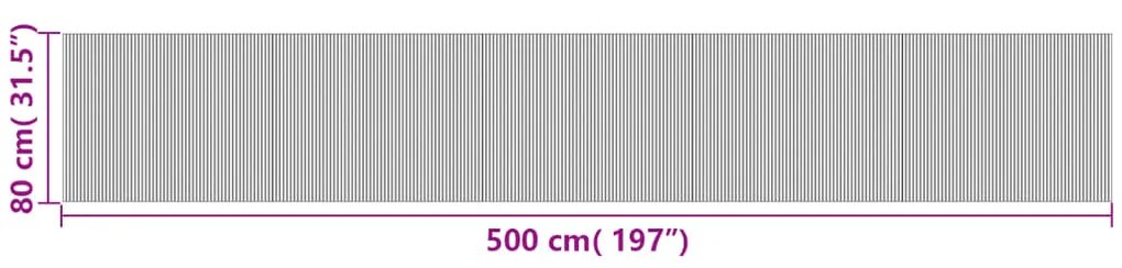 négyszögletű sötétbarna bambusz szőnyeg 80 x 500 cm