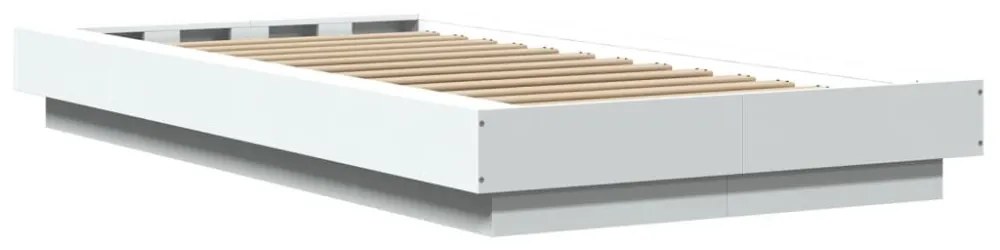 fehér szerelt fa ágykeret LED-világítással 100 x 200 cm