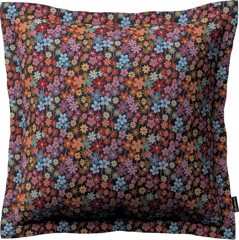 Párnahuzat 45x45 színes virágok fekete alapon