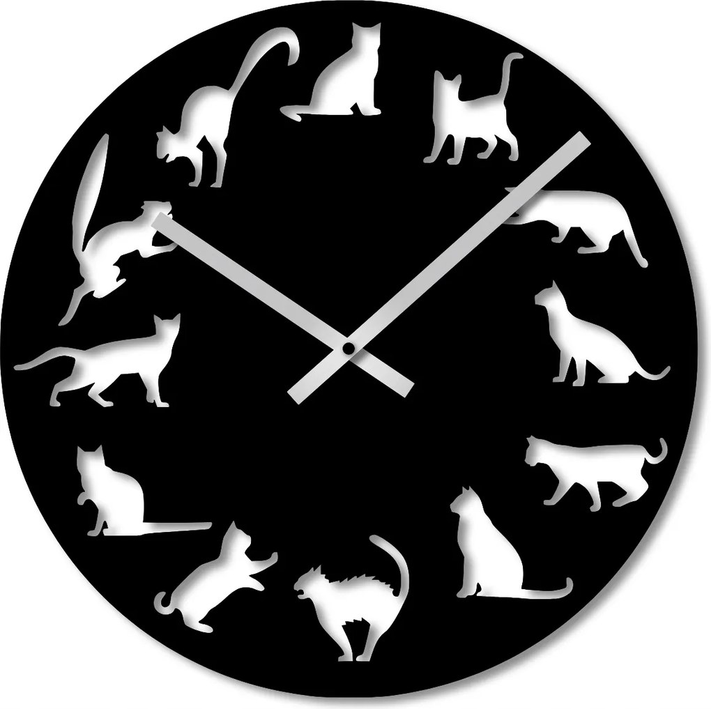 Falióra 50 cm Falióra Fa Óra Fekete Macska Óra Macskák
