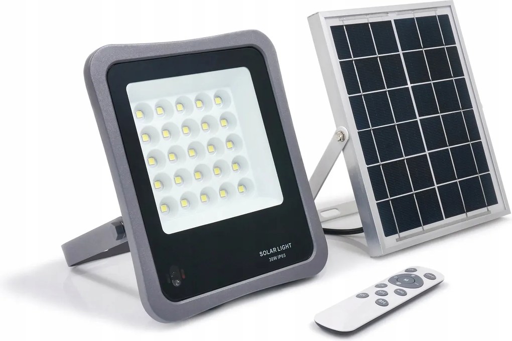 LED-es napelemes fényvető napelemes panellel 30W 400lm 6500K IP65-AIGOSTAR