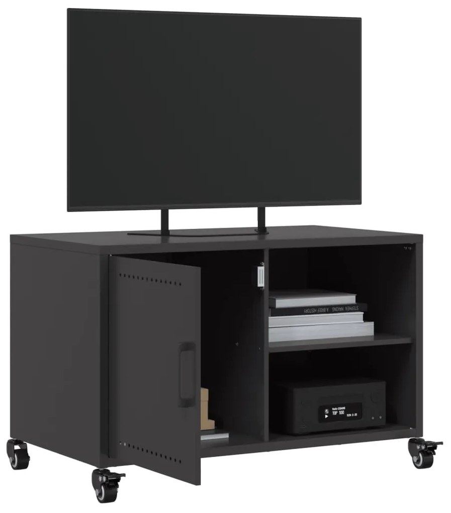fekete acél TV-szekrény 68 x 39 x 43,5 cm