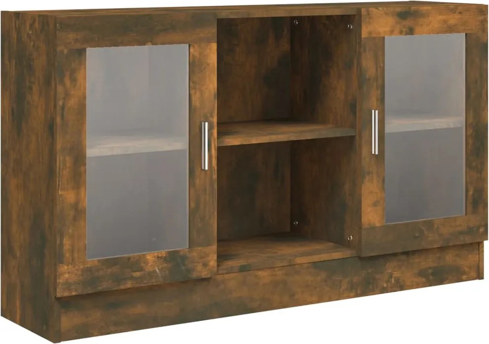 vidaXL füstös tölgy színű szerelt fa vitrinszekrény 120 x 30,5 x 70 cm
