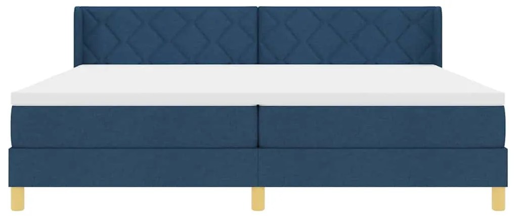 Rugós Ágy matracmal fejtámlával Kék 200 x 200 cm szövet